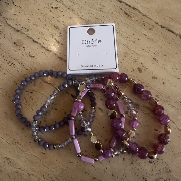 Jewelry - Purple and Gold Beaded Bracelet Set